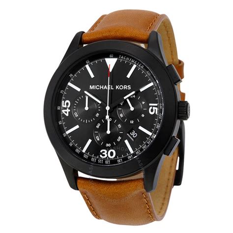 Michael Kors Gareth Chronograph Black Dial Brown Leather 